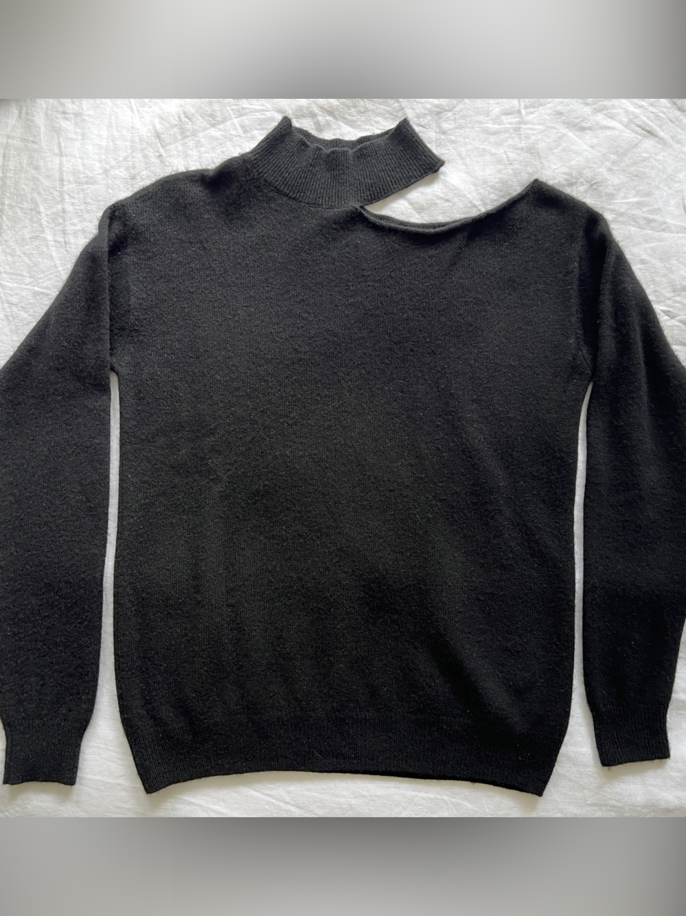 525 Cashmere Mock Neck Asymmetric Cold Shoulder Cutout Sweater Size XS EUC